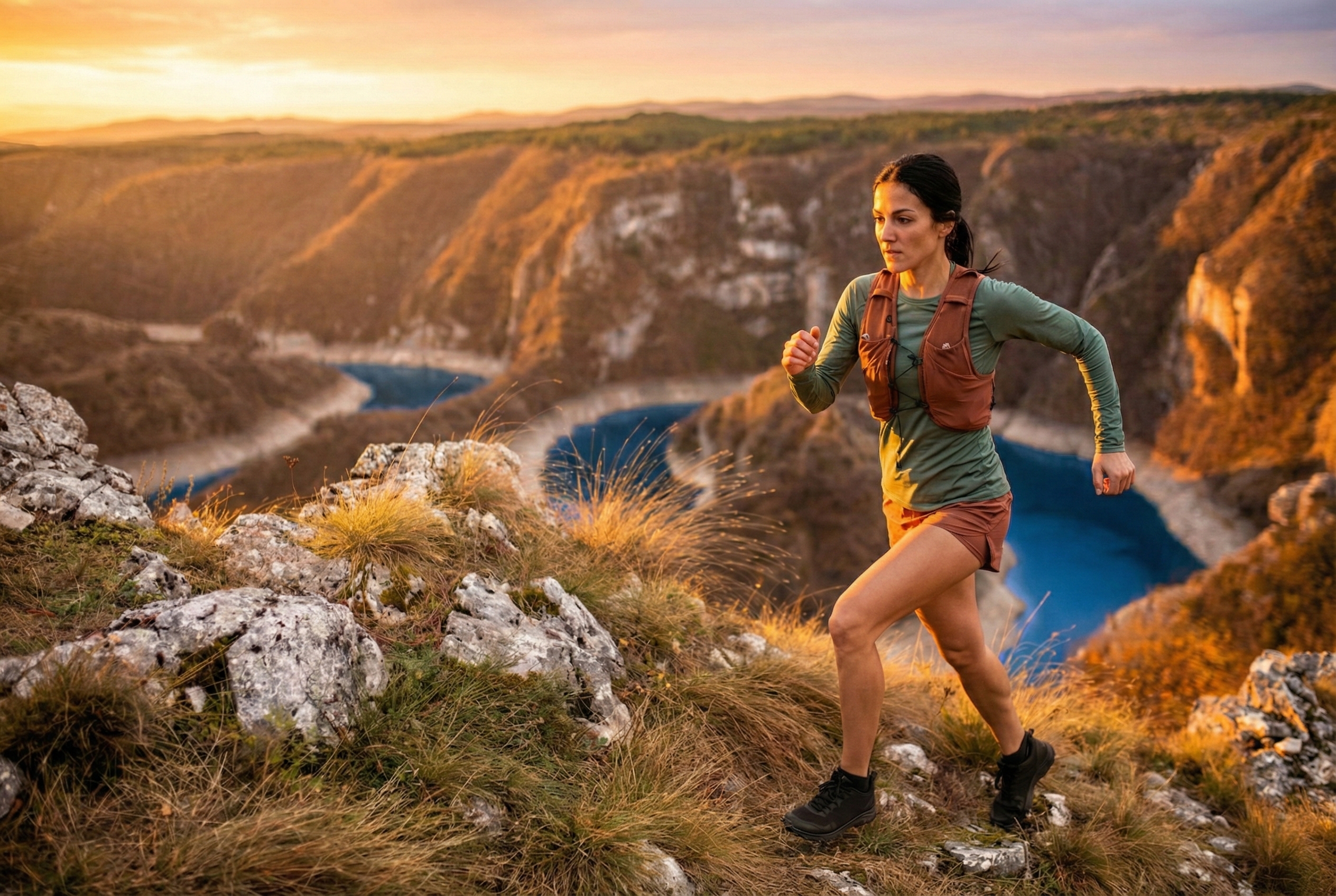Trail runner on mountain path